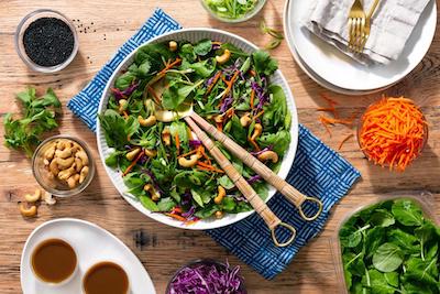 Organic rainbow Asian salad