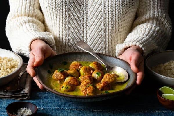 Gingered Turkey Meatballs in Lemongrass Broth with Cauliflower Rice sun basket